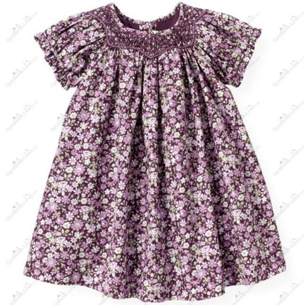 Janie & Jack Layette Purple Dainty Flowers Little Treasure Baby Dress 3-6 Mos